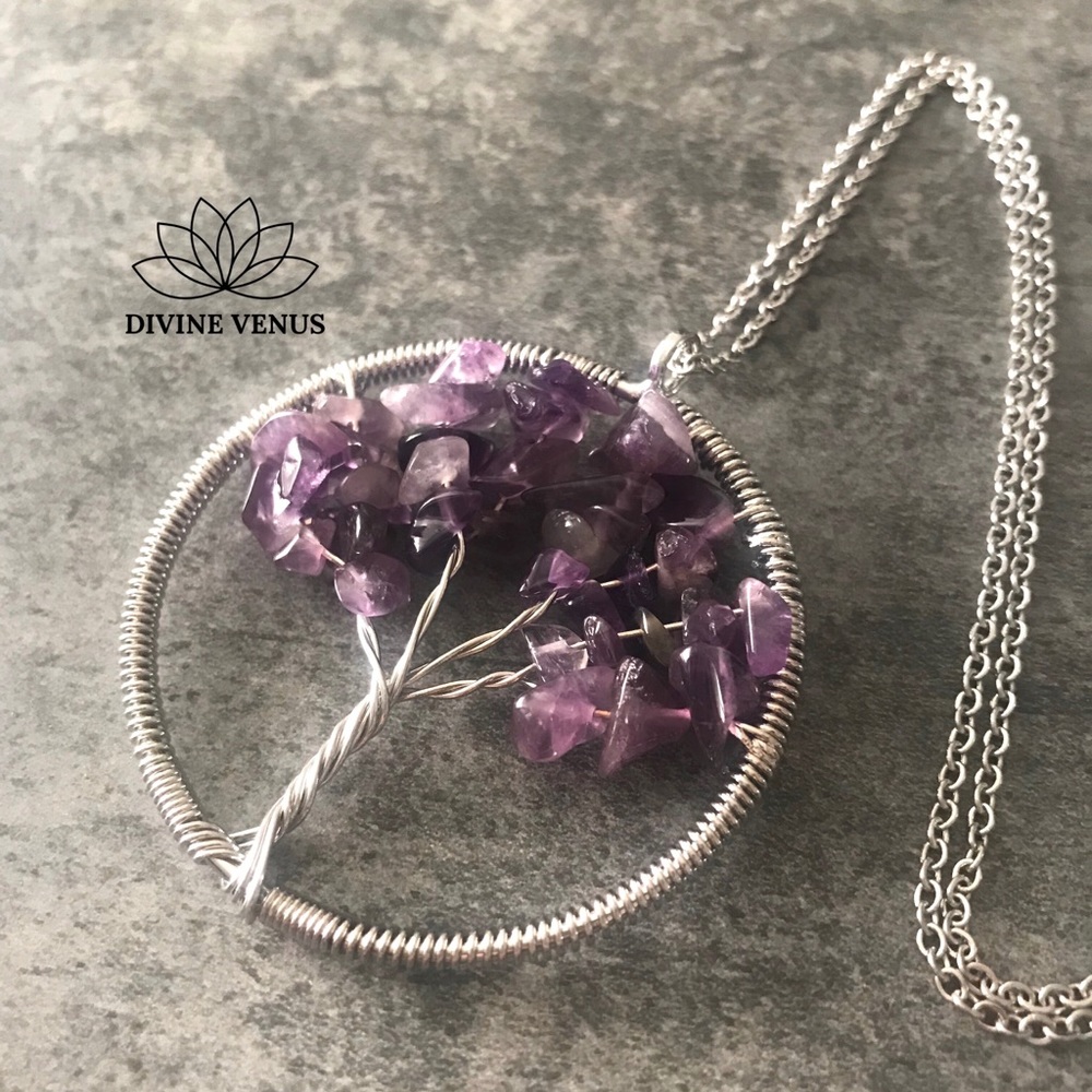 Amethyst Tree of Life Pendant Necklace - Picture 4 of 8